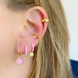 Sweet Pink Zircon Hoop Earrings 925 Sterling Silver Wedding Jewelry