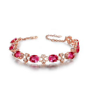 18K Rose Gold Plated Red Tourmaline Gem Bracelet