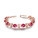 18K Rose Gold Plated Red Tourmaline Gem Bracelet