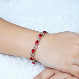 18K Rose Gold Plated Red Tourmaline Gem Bracelet