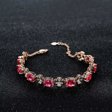18K Rose Gold Plated Red Tourmaline Gem Bracelet
