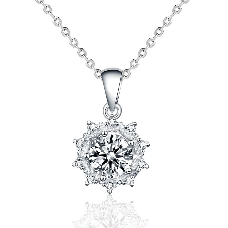 1.0ct D Moissanite Necklace 925 Sterling Silver Wedding Jewelry