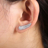 Silver Leaf Earrings Micro-inlay Cubic Zirconia Shining Earring For Women