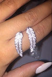 Silver Leaf Earrings Micro-inlay Cubic Zirconia Shining Earring For Women