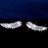 Silver Leaf Earrings Micro-inlay Cubic Zirconia Shining Earring For Women