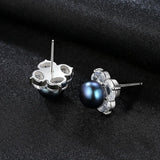 Natural Pearl Stud Earrings S925 Sterling Silver Fine Jewelry Birthday Gift