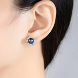Natural Pearl Stud Earrings S925 Sterling Silver Fine Jewelry Birthday Gift