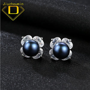 Natural Pearl Stud Earrings S925 Sterling Silver Fine Jewelry Birthday Gift