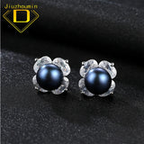 Natural Pearl Stud Earrings S925 Sterling Silver Fine Jewelry Birthday Gift