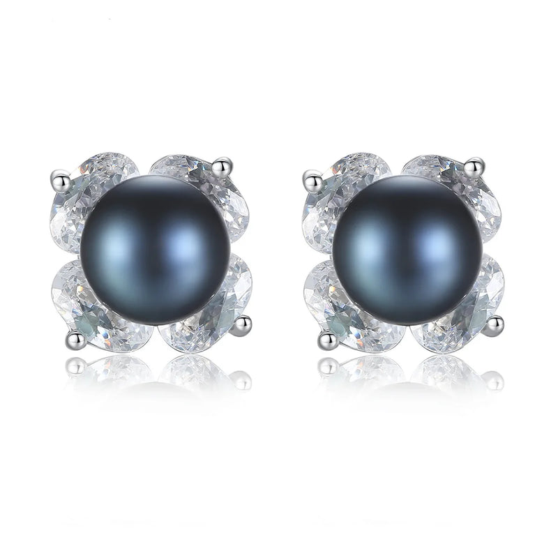 Natural Pearl Stud Earrings S925 Sterling Silver Fine Jewelry Birthday Gift