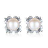 Natural Pearl Stud Earrings S925 Sterling Silver Fine Jewelry Birthday Gift