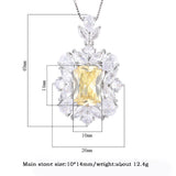 Aquamarine Emerald Pendant Necklace Lab Diamond Gemstone