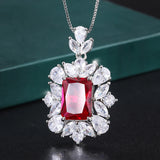 Aquamarine Emerald Pendant Necklace Lab Diamond Gemstone