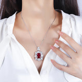 Aquamarine Emerald Pendant Necklace Lab Diamond Gemstone