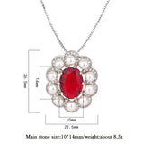 Ruby Aquamarine Pearl Pendant Necklace for Women Gemstone Party Jewelry