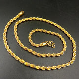 100% 14K Chain Copy Pure 24k Men's Safe Guanyin Hemp Rope Necklace