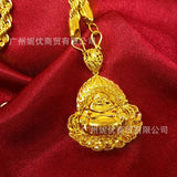 100% 14K Chain Copy Pure 24k Men's Safe Guanyin Hemp Rope Necklace