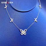 925 Silver Diamond Butterfly Chain Necklace Women Cocktail Party Jewelry