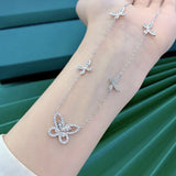 925 Silver Diamond Butterfly Chain Necklace Women Cocktail Party Jewelry