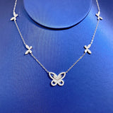 925 Silver Diamond Butterfly Chain Necklace Women Cocktail Party Jewelry