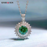 925 Silver 8mm Green Paraiba Tourmaline Pendant Necklace