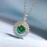 925 Silver 8mm Green Paraiba Tourmaline Pendant Necklace
