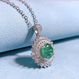 925 Silver 8mm Green Paraiba Tourmaline Pendant Necklace