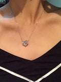 925 Silver Heart Necklace 4ct Sapphire Pendant for Women