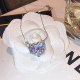925 Silver Heart Necklace 4ct Sapphire Pendant for Women