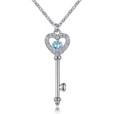925 Silver Multicolor Key Pendant Necklace for Women