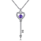 925 Silver Multicolor Key Pendant Necklace for Women