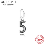 925 Sterling Silver Pan Beads 1-9 for Women Charms Bracelet DIY Jewelry