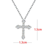 925 Silver Diamond Cross Pendant Necklace Zircon Jewelry