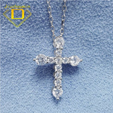 925 Silver Diamond Cross Pendant Necklace Zircon Jewelry