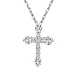 925 Silver Diamond Cross Pendant Necklace Zircon Jewelry