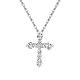 925 Silver Diamond Cross Pendant Necklace Zircon Jewelry