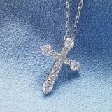 925 Silver Diamond Cross Pendant Necklace Zircon Jewelry