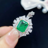 925 Silver Square Emerald Cut Green Gemstone Pendant Necklace