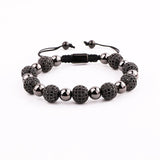 10mm CZ Pave Ball Charm Macrame Bracelet Men Jewelry