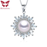 11-12mm Freshwater Pearl Pendant Necklace Zircon 925 Silver Jewelry