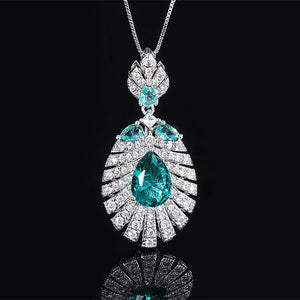 Green Tourmaline Pink Quartz Pendant Necklace for Women