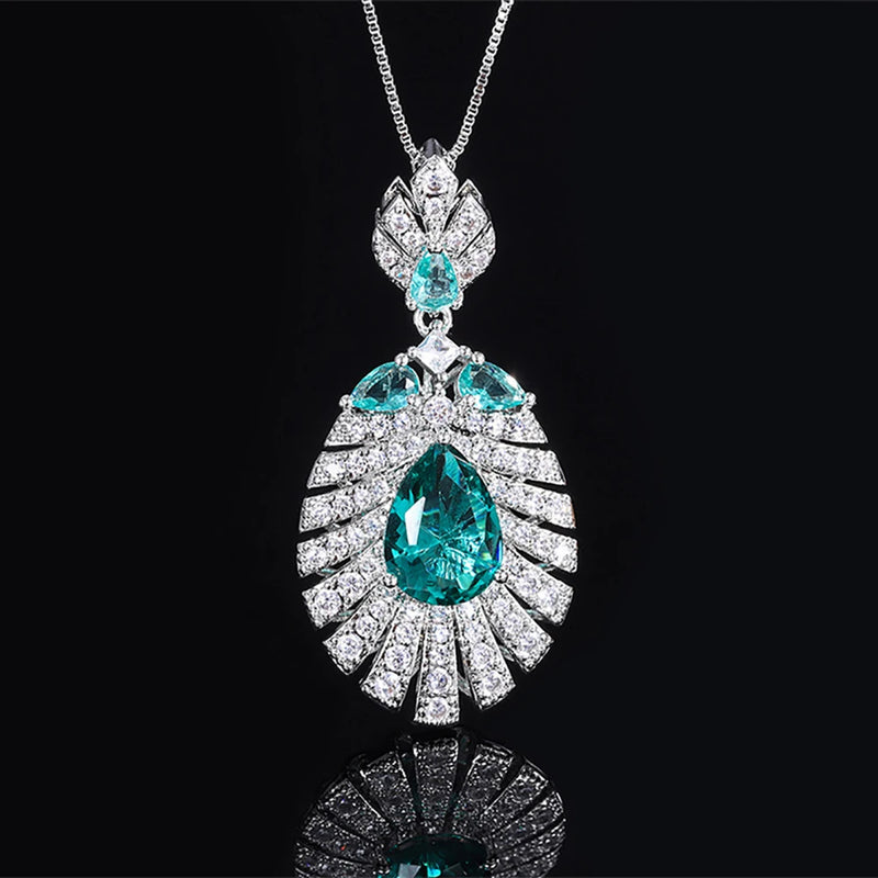 Green Tourmaline Pink Quartz Pendant Necklace for Women