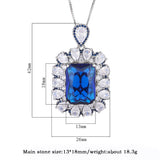 Emerald Sapphire Pendant Necklace Lab Diamond Gemstone Fine Jewelry