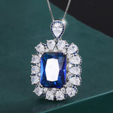 Emerald Sapphire Pendant Necklace Lab Diamond Gemstone Fine Jewelry