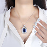 Emerald Sapphire Pendant Necklace Lab Diamond Gemstone Fine Jewelry