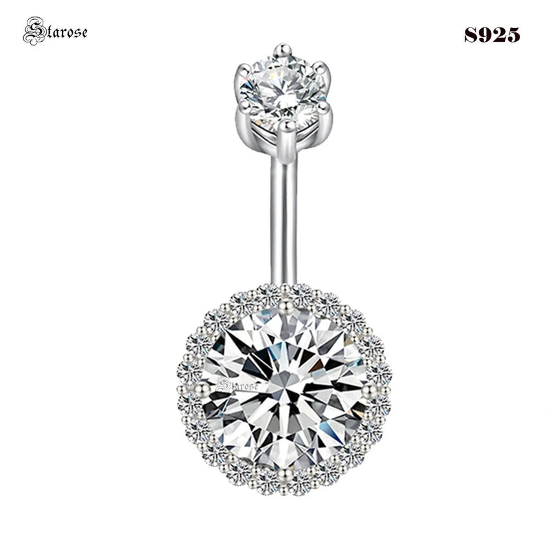 925 Silver Zircon Belly Button Ring Sexy Navel Jewelry