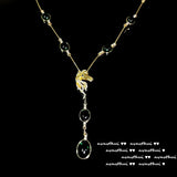 Vintage Horse Shape Green Crystal Choker Necklace