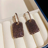 Geometric Hoop Earrings 14K Plating Full Zircon Shining Eardrop Wedding Jewelry