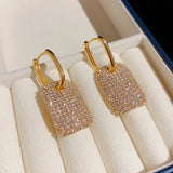 Geometric Hoop Earrings 14K Plating Full Zircon Shining Eardrop Wedding Jewelry