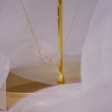 14k Real Diamond Wing Shape Ladies Necklace Bridal Jewelry Gift for Girlfriend